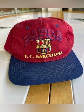 Vintage Barcelona FC SnapBack Hat Futbol Soccer Cap Retro BARCA Embroidered 🔥